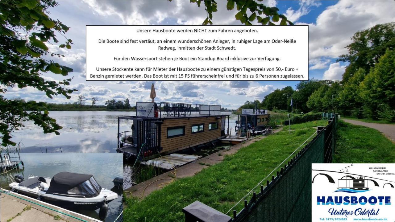 Hotel Hausboote Unteres Odertal Hausboot Kranich Schwedt an der Oder Esterno foto